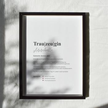 Definitionsposter "Trauzeugin 1 | Geschenkidee | Personalisiert  | individuelles Bild | Wörterbuch